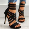 Zomer vrouwen pompen criss cross bandage sandalen hoge dunne hakken puntige teen gladiator feest sexy vrouwelijke prom schoenen 210907