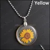 Wisiorek Naszyjniki Wisiorki Biżuteria Naturalny Suszony Kwiat Dla Kobiet Przezroczyste Żywica Prawdziwa Dry Round Gift Drop Dostawa 2021 L8ZE0