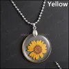 Hängsmycke Halsband Hängsmycken Smycken Naturlig Torkad Blomma För Kvinnor Transparent Resin Real Dry Round Gift Drop Leverans 2021 L8ZE0