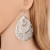 New Exaggerated Metal Water Drop Dangle Earrings Atmospheric Disc Multi-level Fashion Retro Round Boho Style Hollow Ladies