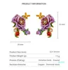 Stud Jaeyin 2021 Delicado esmalte Rose Flower Gold Color Bee Ladybirds Hojas de coloridas Pendientes Cip Donal Girls245e