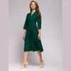 Abito da donna vintage con bottoni sul davanti, abito da sera a trapezio, manica a tre quarti, scollo a V sexy, elegante, casual, abito medio, vestito estivo 210412