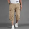 Erkek Yaz Pantolon Kargo Kısa Pantolon 3/4 Uzunluk Düz Gevşek Baggy S Boardshort Erkek Hip Hop Artı Boyutu 4XL 5XL 210714