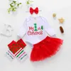 0-24m Jul Baby Girl Clothes Set Min 1: a Romper Tutu Kjolar Född Spädbarn Outfits Xmas Kostymer 210515