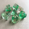 Dice Gry Użyj 7 sztuk / Zestaw Przezroczysty wieloaspektowy polihedral do roli TRPG Gra RPG Gra D4-D20 0188