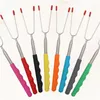5pcs/set Durable BBQ Forks Easy to Carry Hit Color Telescoping Barbecue Marshmallow Roasting Sticks Outdoor RRE11514