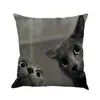 Pillow Case ROM Linen Cover Black White Hand Painting Cute Cat Kitchen Chair Home Decorative 4545CM7402800