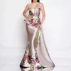 2022 Mujeres de primavera Sirena Vestido de noche satinado europeo y americano elegante banquete 3d impresión bordado flor borde largo fiesta falda