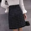 Plaid Wool Tweed Skirts Women Tassel Autumn And Winter Korean High Waist Vintage Elegant Office Lady Skirt 210520