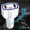 3.5A USB QC3.0 PD Type-C 3-Port Car Charger with Retail Box Fast Charging Vehicle Power Adapter for iPhone Xiaomi Samsung Universal Chargers