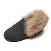 (No buckle) Shoes Winter With Fur Design Green Black Velvet Herringbone Grey For Boys Girls Warm Beautiful Shoe Size 21-30 220115