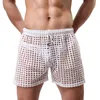 Mens Trunks Mesh Fishnet Holle Boxers Transparante Losse Causale Shorts Slaapbodems Sneldrogend Elastici Palestra 210806