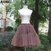 Vårt tulle kjolar 5 lager knä längd för kvinnor sommar pläterad fest vintage tutu kjol tjejer söt petticoat faldas jupe 210416