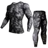 Tracksuits voor heren heren hoogwaardige kledingcompressie shirt broek Men 2 -delige sportpak zweet leggings lange broek hardloop panty's