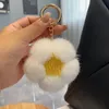 Porte-clés de haute qualité moelleux véritable porte-clés véritable fleur mignonne porte-clés anneau en métal pendentif breloque pour sac