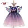 Vestido de Natal para Meninas Princesa Pétalas formais Crianças Vestidos Crianças Festa de Unicórnio Roupa da Menina Cosplay Costume 210508