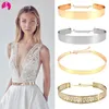 Hochzeit Schärpen Molans Golden Silber Braut Gürtel Gummiband Metall Kleid Zubehör Für Frauen Mädchen Gürtel4909286