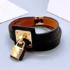 Bangle 2021hot Famous Brand Real Leather Lock Bracelet for Women the Best Gift Q0720