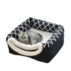 猫のベッド家具メスナグ快適な家のためのオールシーズンの暖かいソフトキッテンアンチスリップ半閉じたテントホームペットベッドと取り外し可能