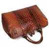 정품 가죽 가방 여성 핸드백 Ladi 악어 곡물 패턴 더플 가방 남성용 6003b에 대 한 유니섹스 가죽 여행 가방