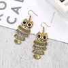 Retro Bird Owl örhängen Ancient Bronze Emamel Animal Hook Chandelier Dingle Earrings for Women Fashion Jewelry Will and Sandy