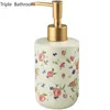 Sıvı Sabun Dispenser Çiçek Desen Şampuan Seramik Duş Jel Dispensing Şişe El Sanzası Tutucu Banyo Mutfak Aksesuarları