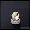 С боковыми камнями хип-хоп 3 ряды CZ кольцо полное Bling Out Out Wedding Rings Micro Pave Zircon для мужчин женщин FGYWP RRBFA