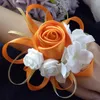 Pces / lote de casamento Corsage de alta qualidade noiva de órgãos de honra de mão flores amarelo laranja decorativa grinaldas