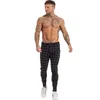 GINGTTO Men Skinny Chino Pants Autumn Winter Black Plaid Pant High Waist DROP zm388 210715