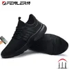Chaussures de sécurité imperméables Fenlern Slip Slip sur des bottes de baskets de travail à bout en acier léger