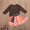 6M-5Y Thanksgiving Day Infant Toddler Kid Girl Clothes Set Turkey T shirt Tutu Skirts Outfits Children Festival Costumes 210515