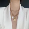 Guld barock formad naturlig pärla choker hänge för kvinnor chunky halsband trendiga hip hop smycken