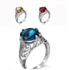 4 Renkler Luxry Alyans Seti Nişan CZ Kristal Gümüş Renk Parmak Rhinestone Yüzükler Kadınlar Için Takı