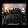 Conjunta luxo preto beliscão prega de cama breve rainha rei tamanho 3pcs cama de linho de cama capa com travesseiro45 tihzm 39ent9076719