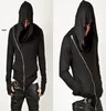 Wholesale Fashion Men's Autumn Winter Long Hooded Trench Fashion Irregular Solid Zipper Jacket Coat Cloak Coat Outerwear Plus Size L3