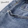 Yitimuceng sjerpen vrouwen jeans recht plus size volledige lengte broek lente zomer hoge getailleerde denim casual mode 210601