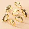 Jewelry bow love five pointed star flower arrow leaf ring set 7 pieces