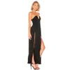 Summer 202 Women's Black Red Bodycon Jumpsuit Sexy Sleeveless Strapless Backless High Split Club Runway Party 210527