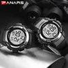 LMJI - Panars Digitale Sporthorloge Mannen Count Down Timer Wekker Man LED Back Light Display Horloges Chronograph Horloges 8012 Herenhorloge