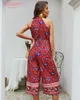 Aelegantmis Sommer Lose Blumen Druck Overall Frauen High Street Ärmellose Casual Overalls Damen Mode Strampler 210607