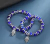 10 Teile/los 8mm Türkei Glas Bösen Blauen Augen Perlen Armbänder Hamsa Hand Charme Männer Frauen Mode Schmuck Freundschaft