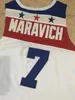 #7 Pete Maravich East all star branco camisa de basquete pontos bordados personalizar qualquer tamanho e nome