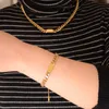 Correntes Chanfar Moda Hip-hop Golden Curb Cubana Link Chain Colar de Aço Inoxidável Para Homens e Mulheres Pulseira Jóias