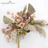 Coureur de fleurs d'angle personnalisé, plantes séchées naturelles, herbe de la pampa, décor d'arche de mariage, arrangement floral, disposition murale d'événement, rangée de fleurs 2360L