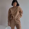 Mulheres de alta qualidade hoodies tracksuits 2 peça conjunto verão outono moletom + sporting shorts outfit calças sólidas terno 211105