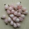 Cor-de-rosa Rose Quartz Gota de água Forma Charms Leardrop Crystal Pingentes para Colar Acessórios Jóias Fazendo