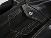 Couro dos homens Faux Moda Cascalho Cowskin Genuine Denim Estilo Slim Fit Real Casaco Casual Casaco Masculino