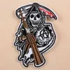 Punk Myth Skull Skeleton Poker Grim Reaper Wholesale Iron on Embroidered Cloth Clothes Patch For Clothing Girls Boys Man