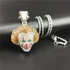 Clown iced out chains pendant for Men hip hop bling chains jewelry men's diamond tennis bracelet with 2 colors