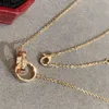 Colliers pendentifs v or luxe qualité Double anneau connecter pendentif collier en plaqué Rose pour les femmes bijoux de mariage cadeau ont timbre Ps4787 BS7B